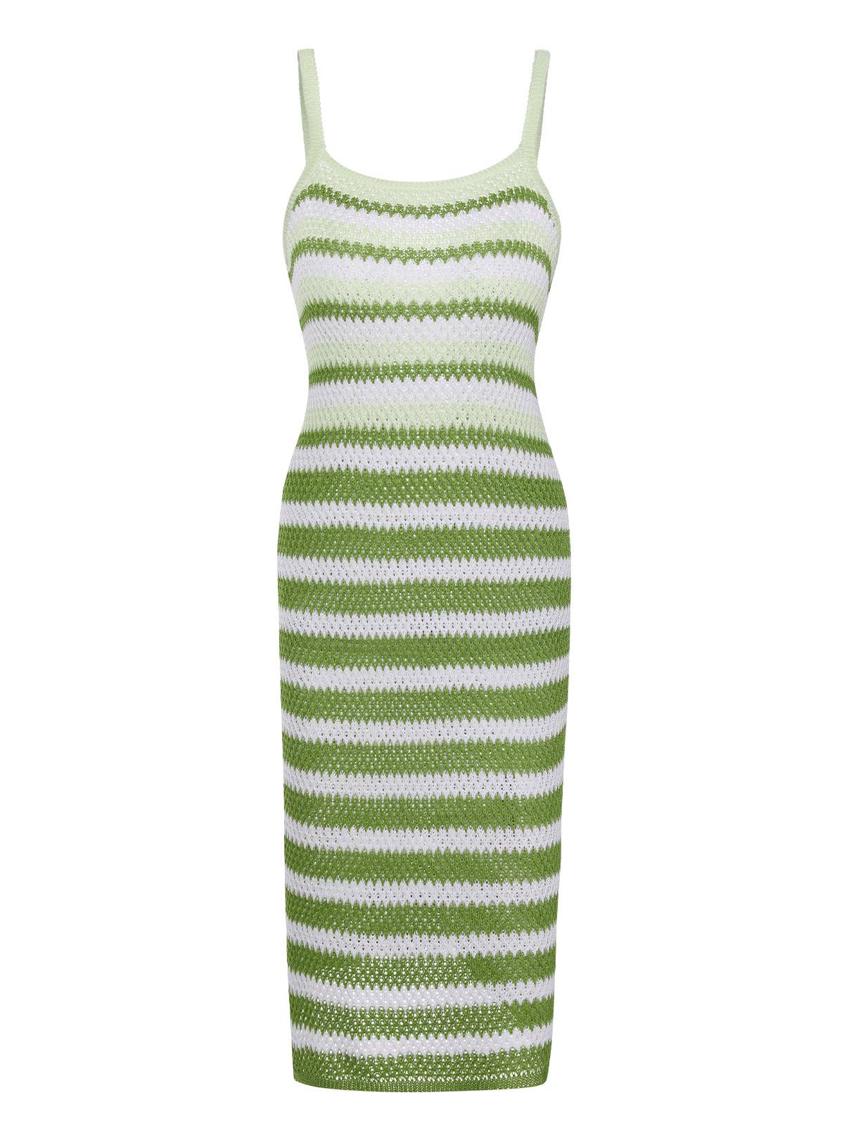 1960s Striped Knitted Spaghetti Straps Dress - Image 5