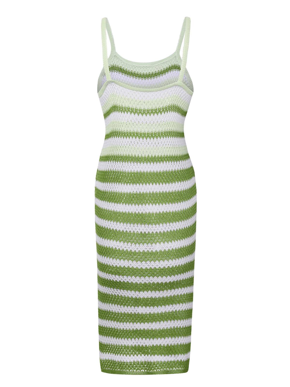 1960s Striped Knitted Spaghetti Straps Dress - Image 7