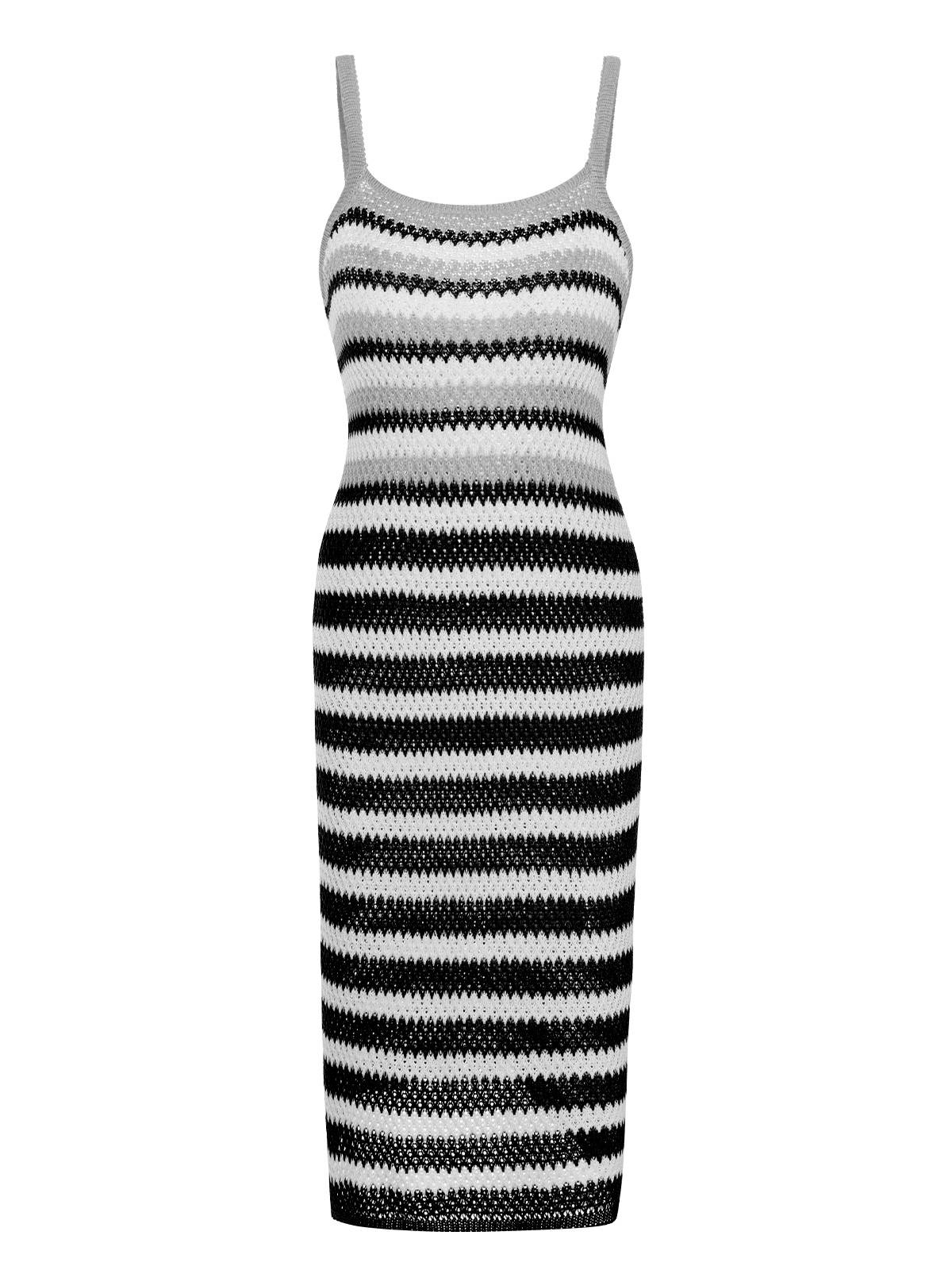 1960s Striped Knitted Spaghetti Straps Dress - Image 9