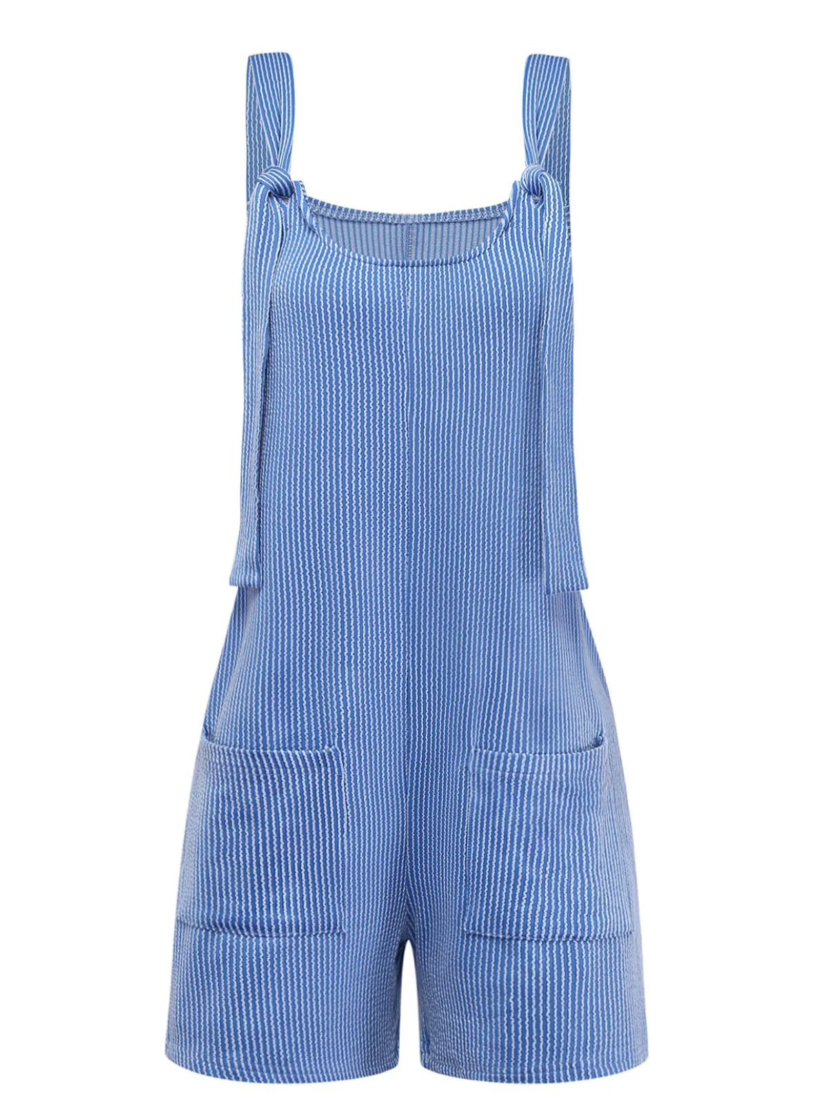1960s Striped Pocketed Tie-Strap Romper - Image 2