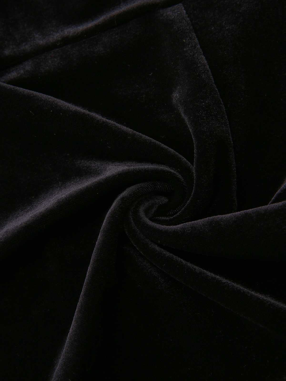 1960s Sweetheart Neck Contrast Velvet Pleated Hem Dress - Image 6