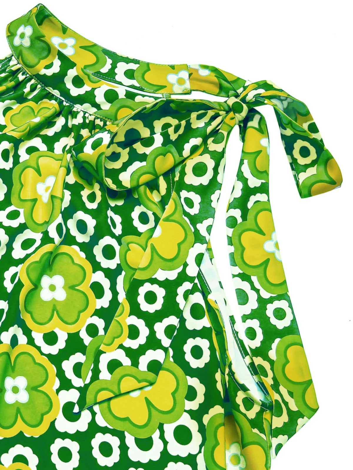 1960s Tie Neck Floral Sleeveless Top - Image 5