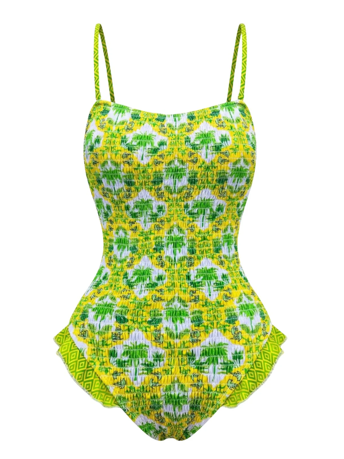 1960s Tropical Coconut Palm Tree Print Swimsuit - Image 5