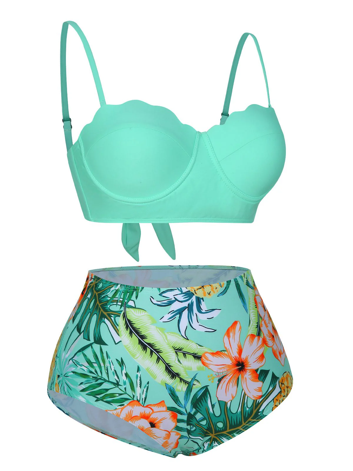 1960s Tropical Plant Back Strap Swimsuit - Image 2