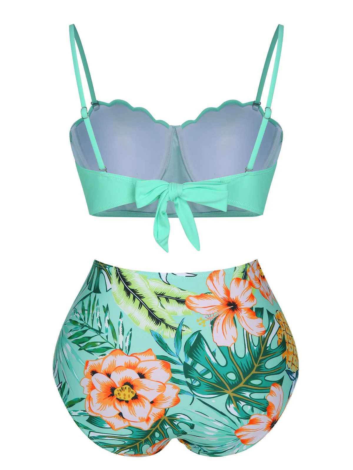 1960s Tropical Plant Back Strap Swimsuit - Image 3