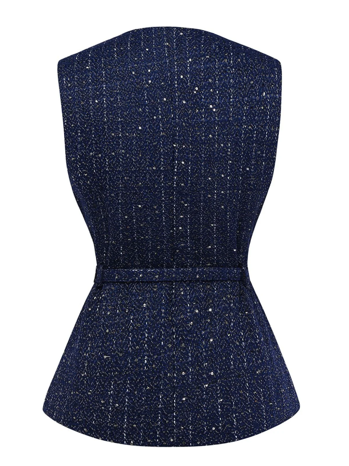 1960s Tweed Solid Button Belted Vest - Image 3