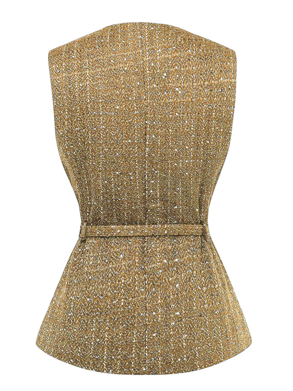 1960s Tweed Solid Button Belted Vest - Image 9