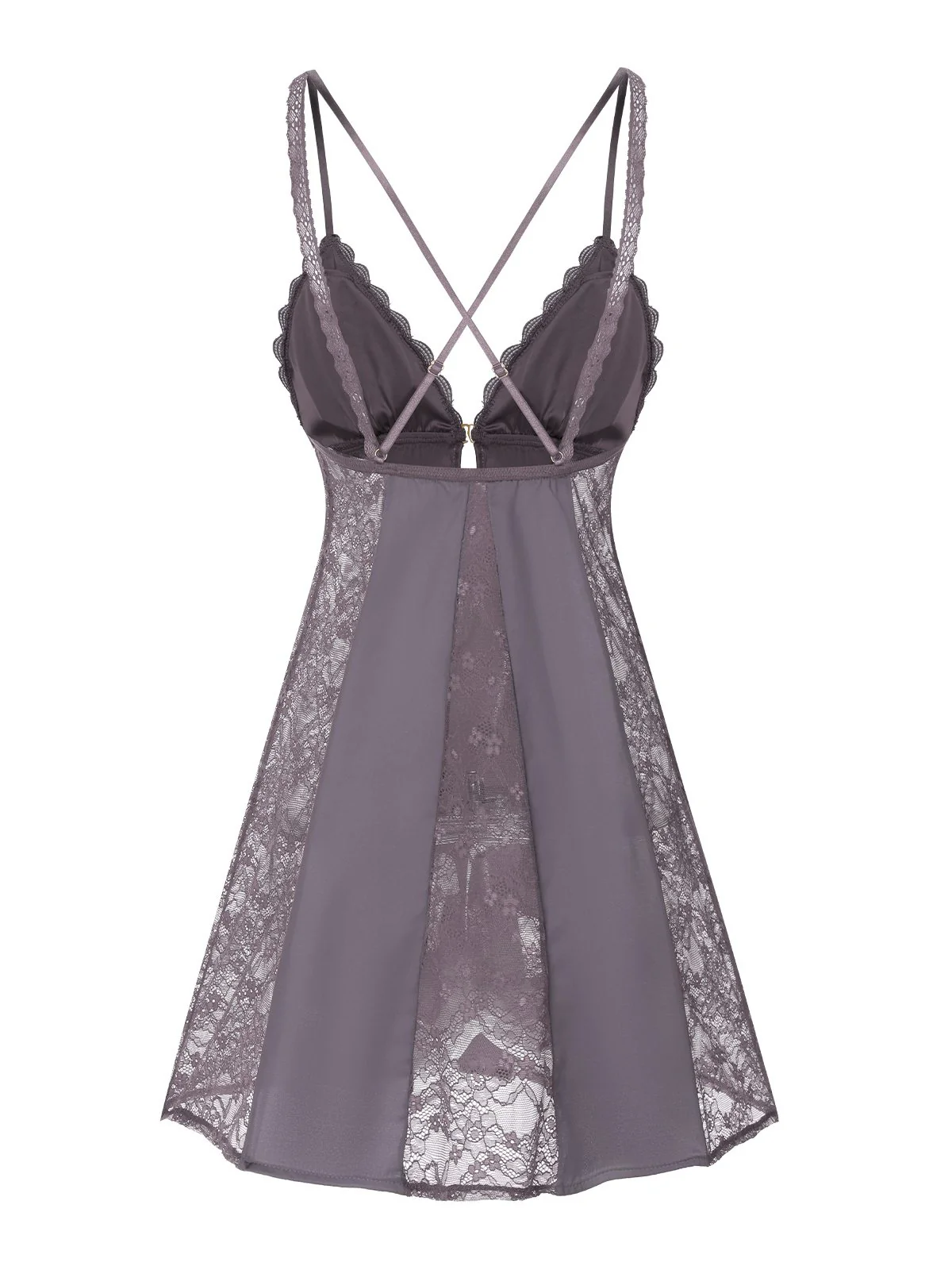 1960s V-Neck Back Cross Straps Lace Nightgown - Image 3
