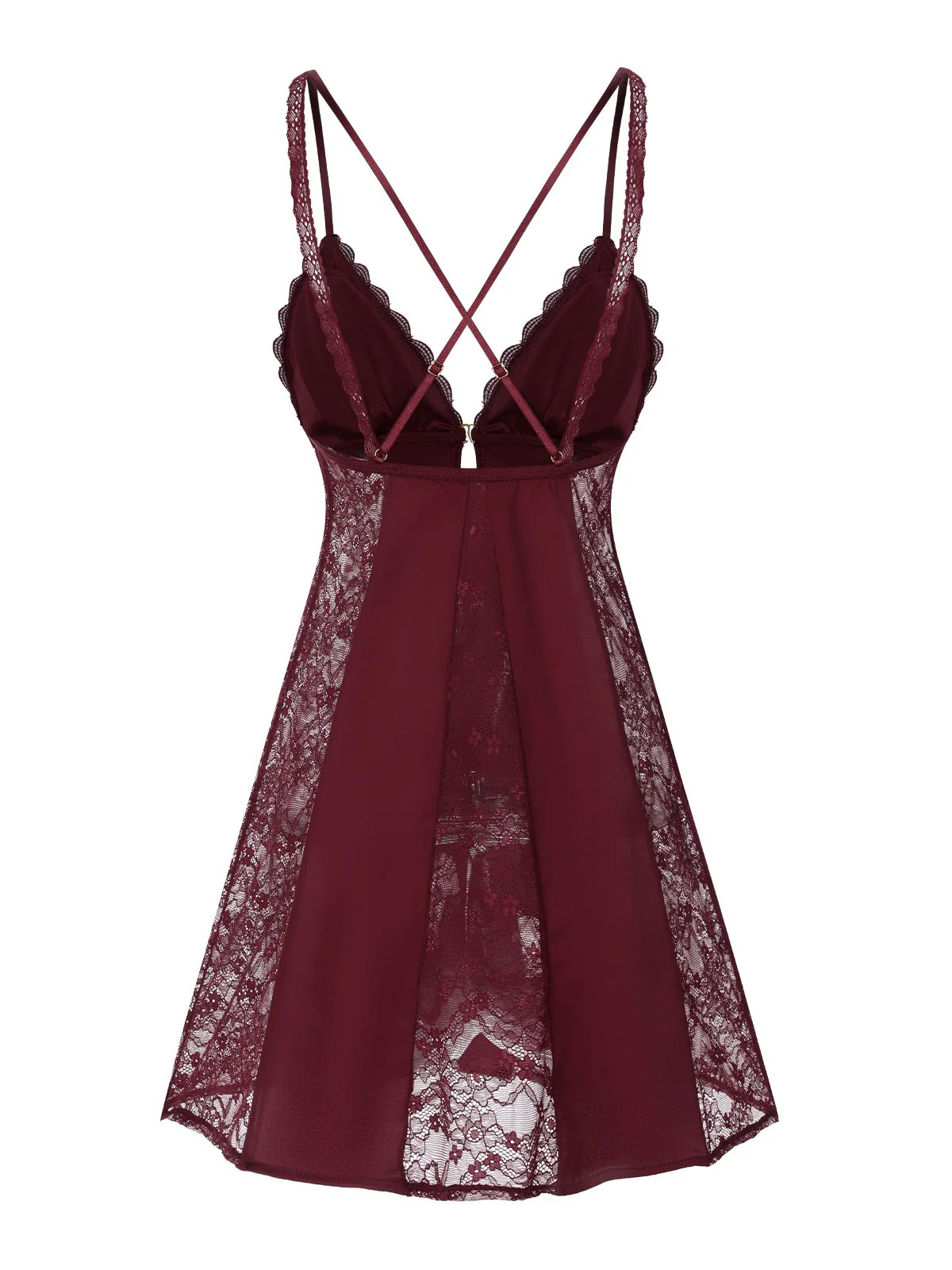 1960s V-Neck Back Cross Straps Lace Nightgown - Image 7