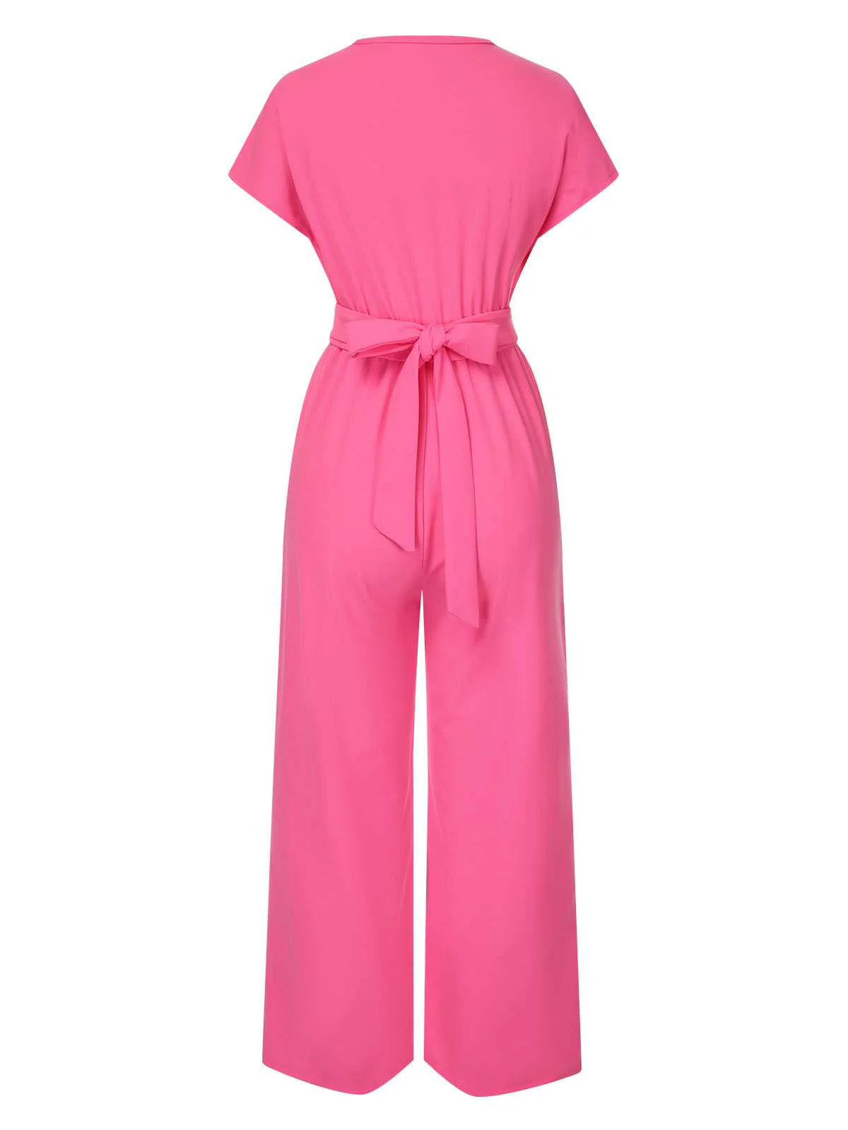 1960s V-Neck Belted Solid Jumpsuit - Image 13