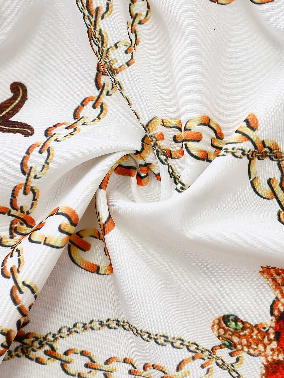 1960s V-Neck Chain Seashell Waist Cutout Romper - Image 7