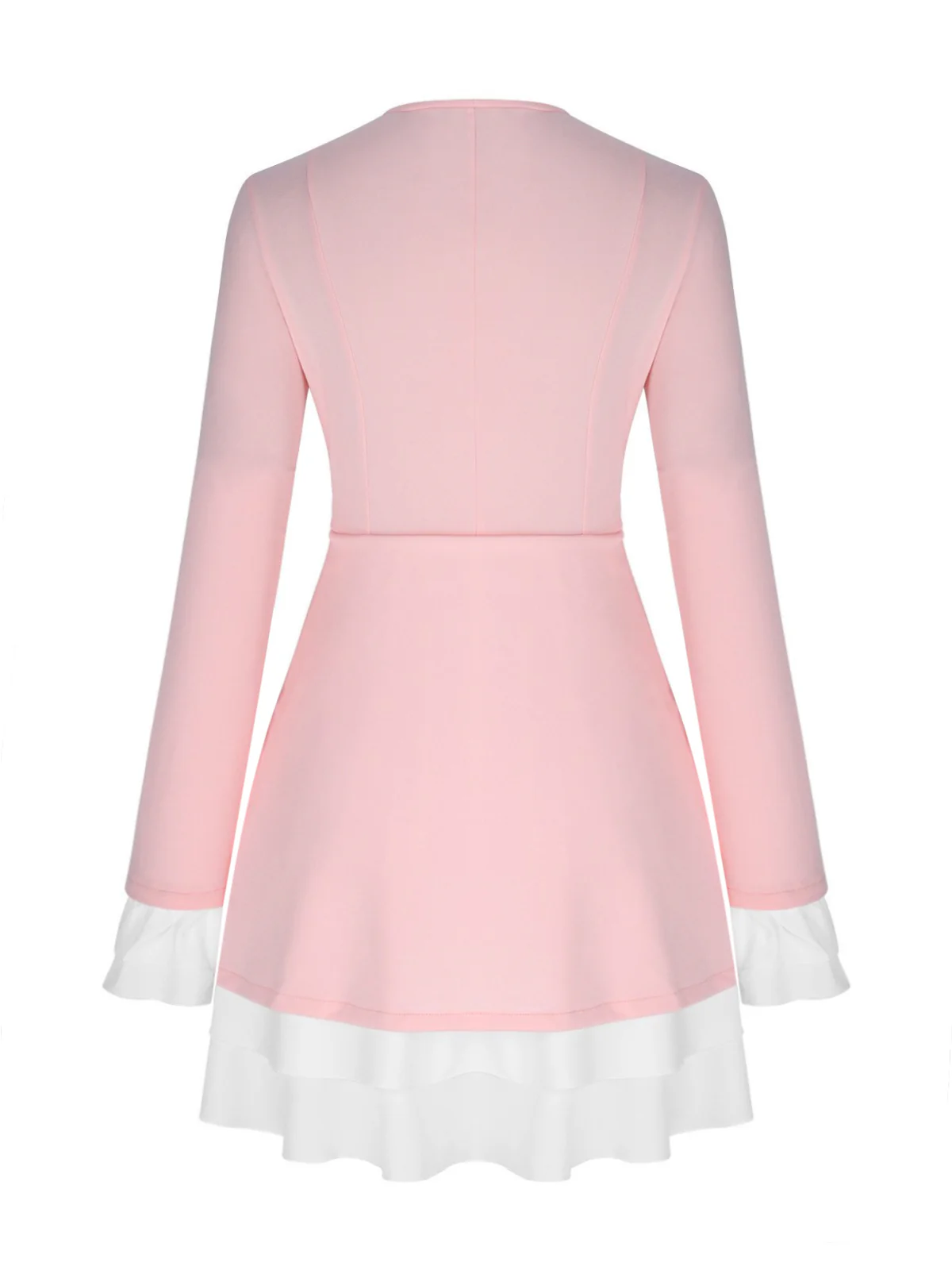 1960s V-Neck Layered Ruffle-Cuff Dress - Image 2