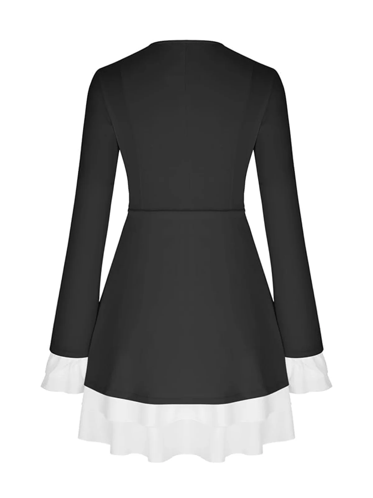 1960s V-Neck Layered Ruffle-Cuff Dress - Image 6