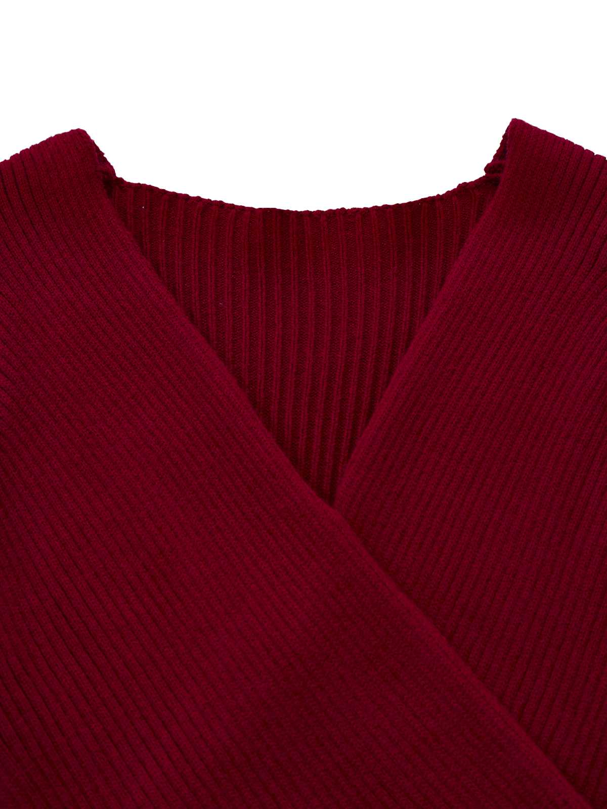 1960s V-Neck Ribbed Knit Button Bodycon Dress - Image 5