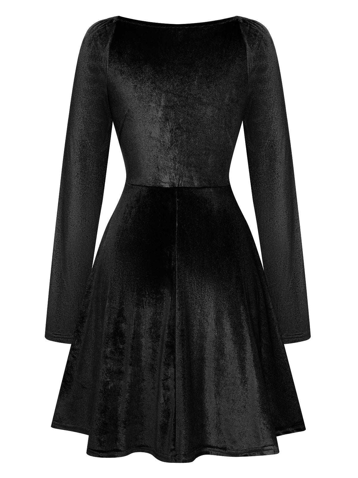 1960s V-Neck Velvet Long Sleeve A-Line Dress - Image 11