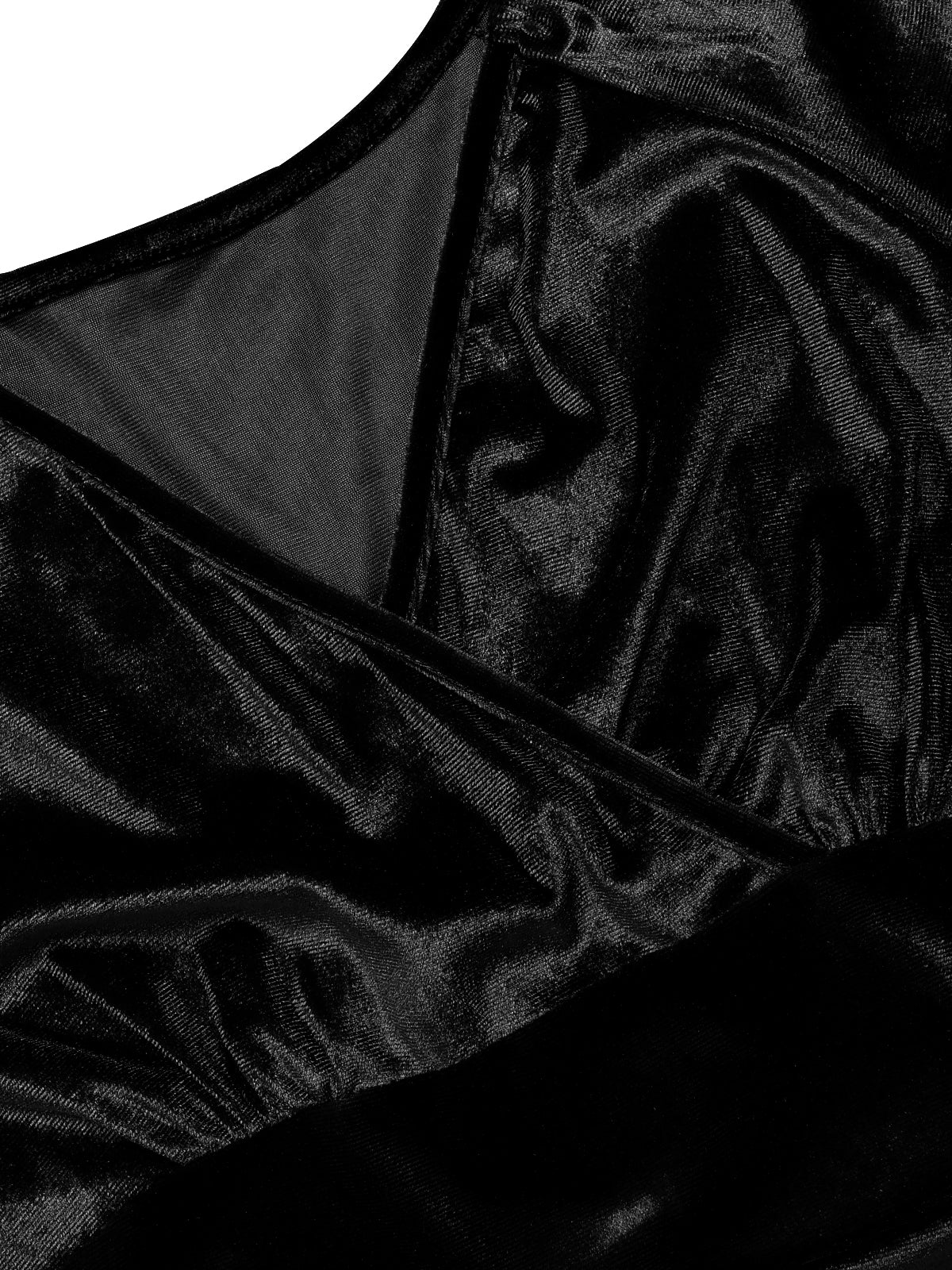 1960s V-Neck Velvet Long Sleeve A-Line Dress - Image 12