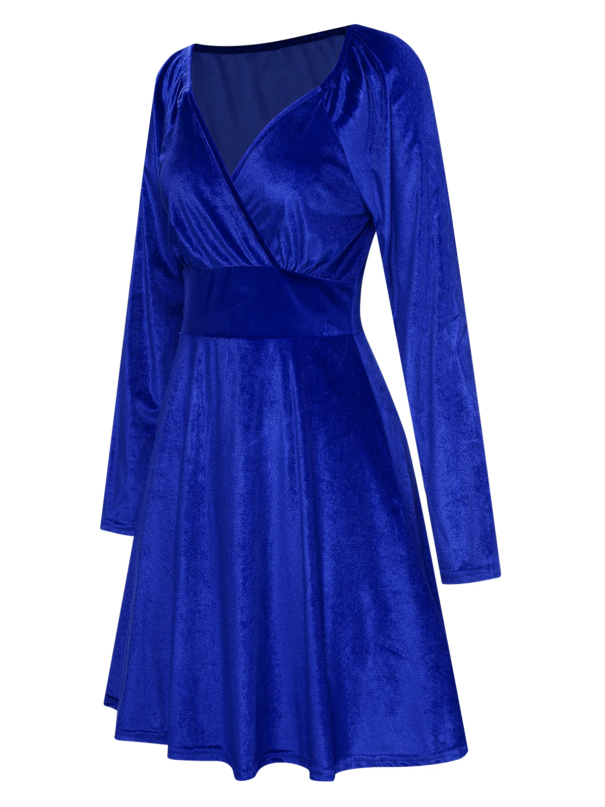 1960s V-Neck Velvet Long Sleeve A-Line Dress - Image 14
