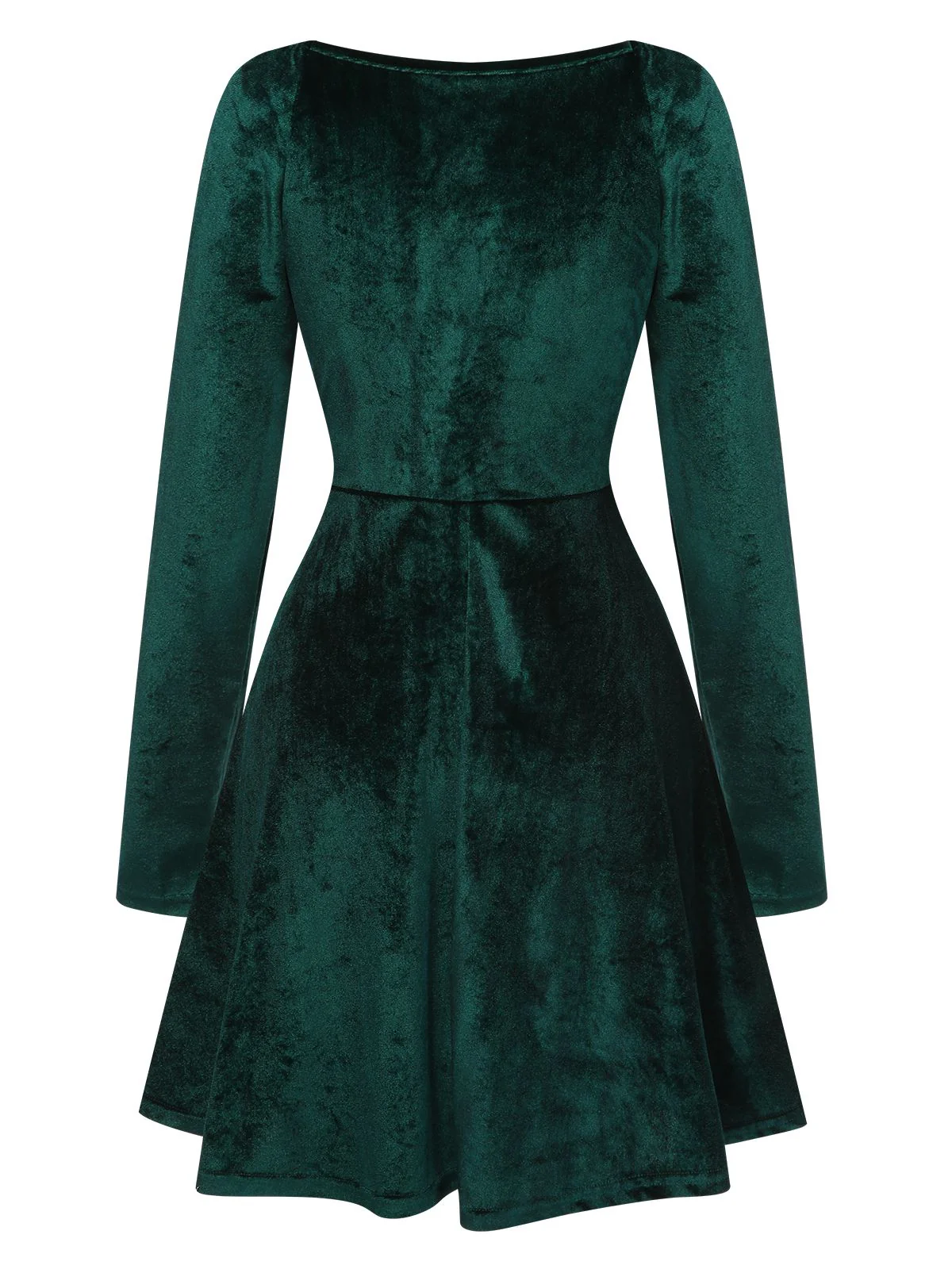 1960s V-Neck Velvet Long Sleeve A-Line Dress - Image 2