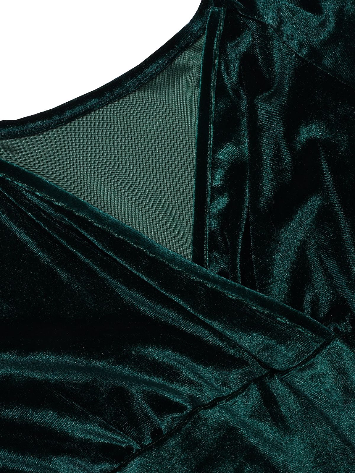 1960s V-Neck Velvet Long Sleeve A-Line Dress - Image 4