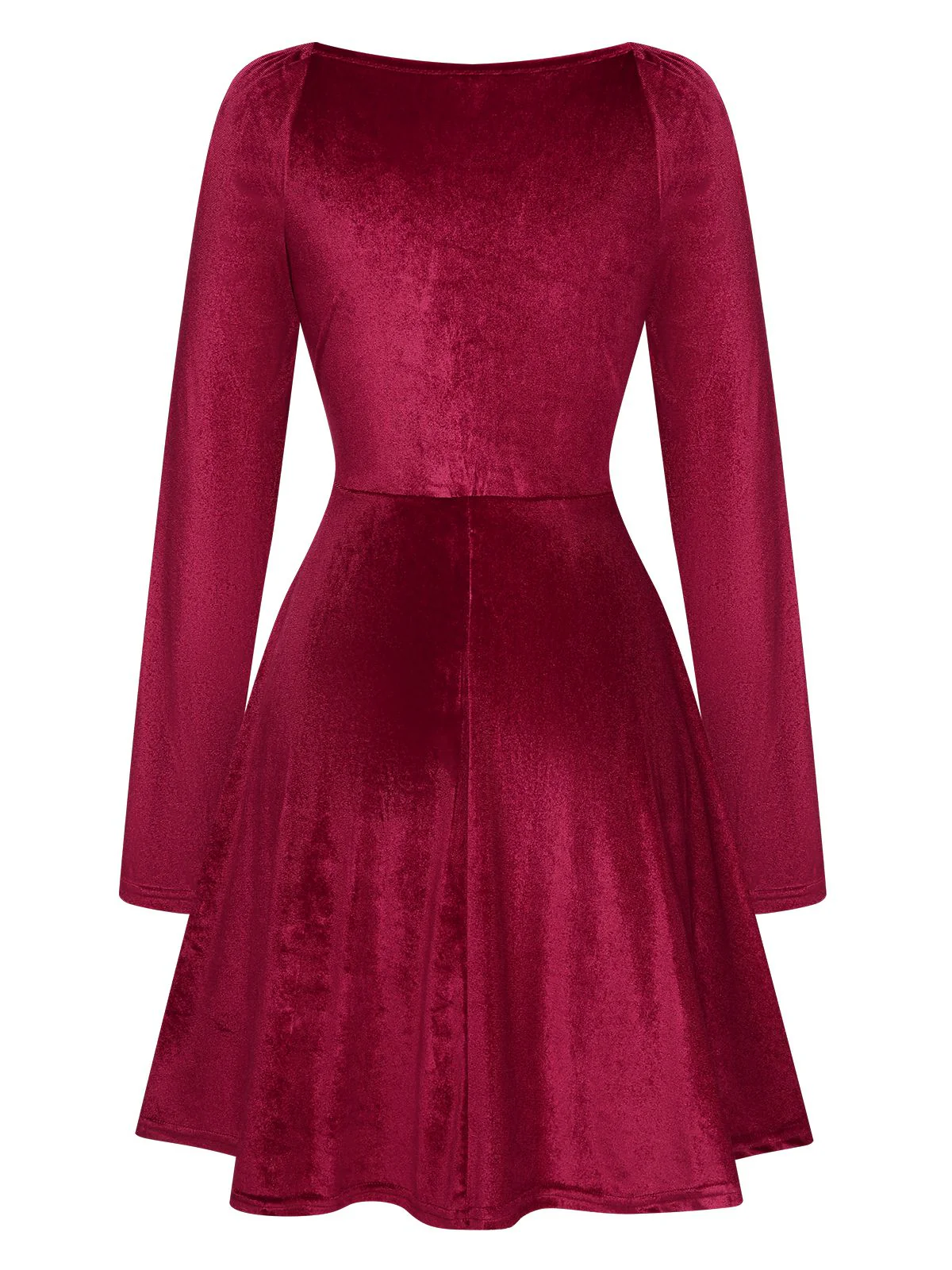 1960s V-Neck Velvet Long Sleeve A-Line Dress - Image 6