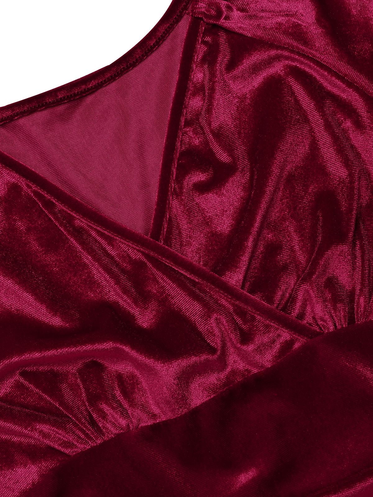 1960s V-Neck Velvet Long Sleeve A-Line Dress - Image 8