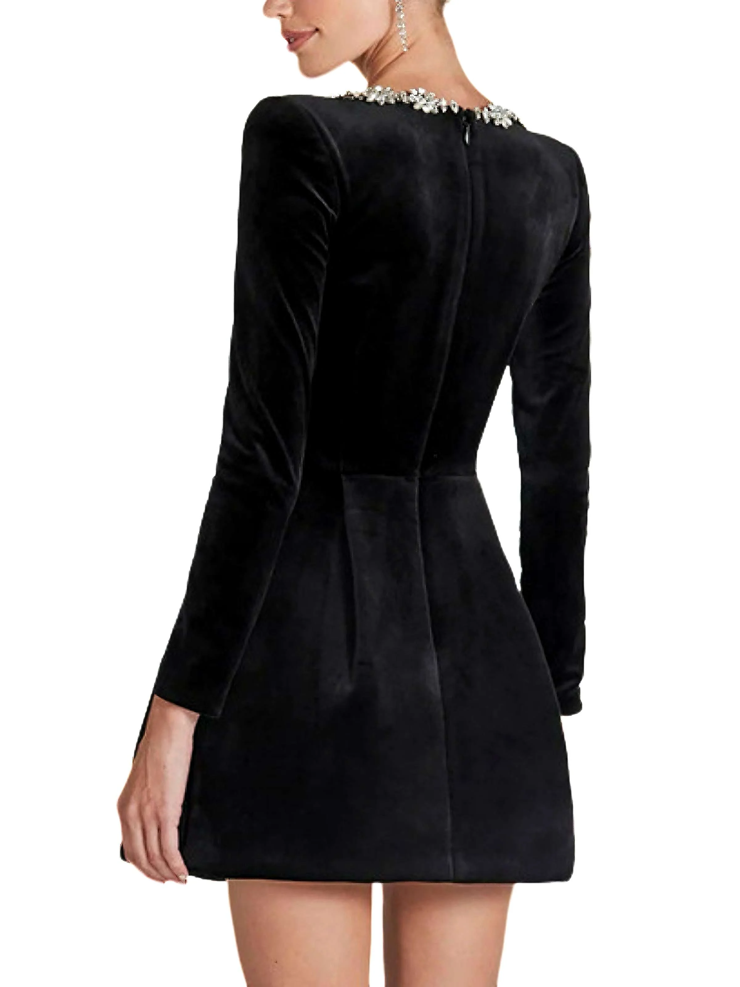 1960s Velvet Diamond Square Neck Dress - Image 10