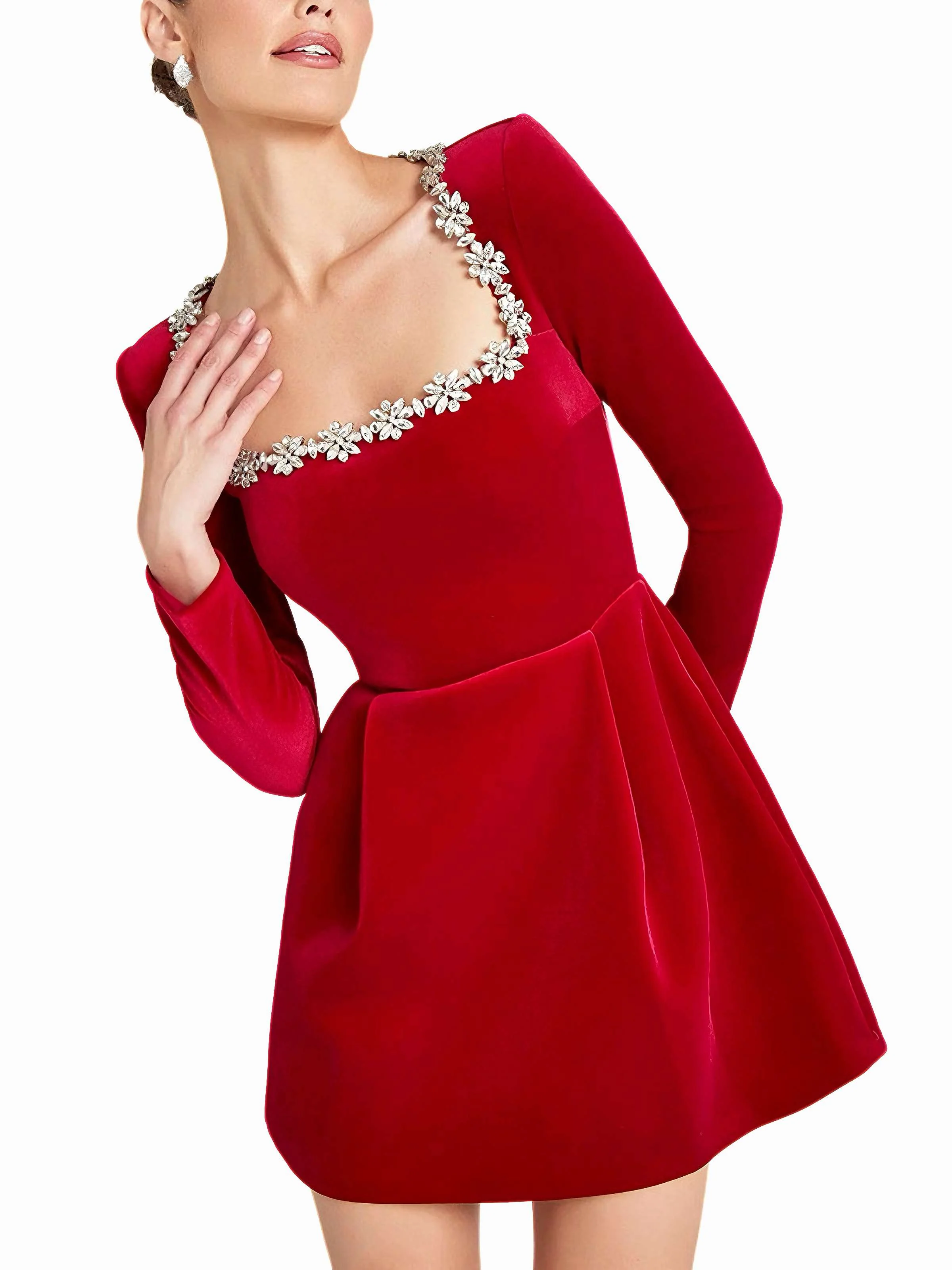 1960s Velvet Diamond Square Neck Dress - Image 3