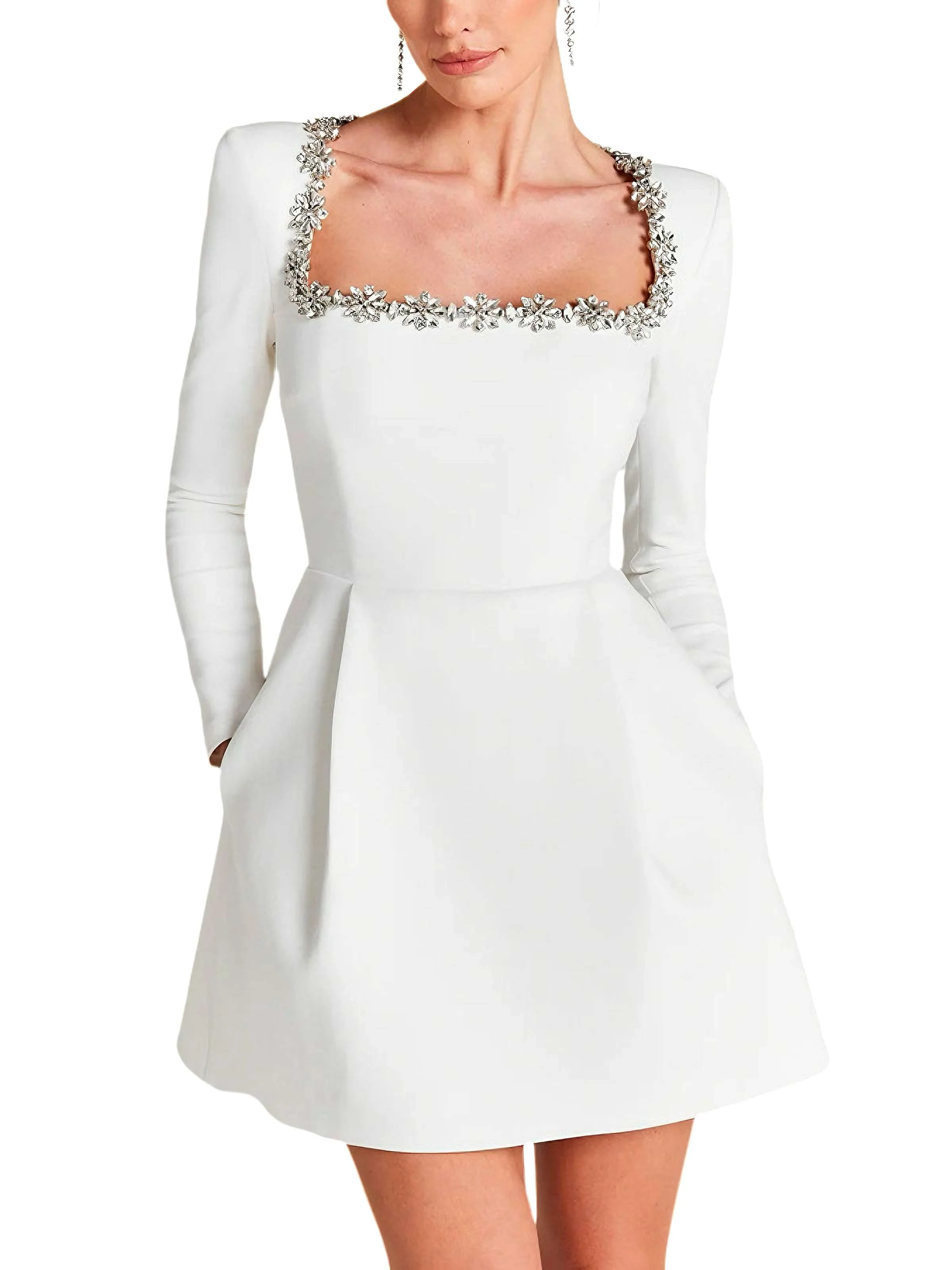 1960s Velvet Diamond Square Neck Dress - Image 5