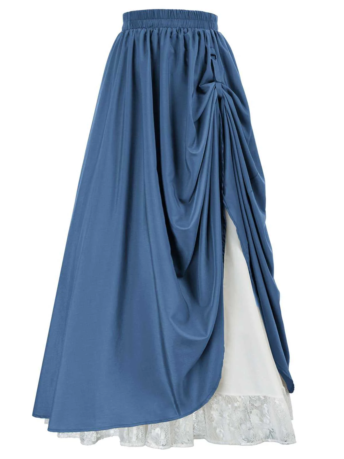 1960s Victorian-Style Ruched Lace Maxi Skirt - Image 11