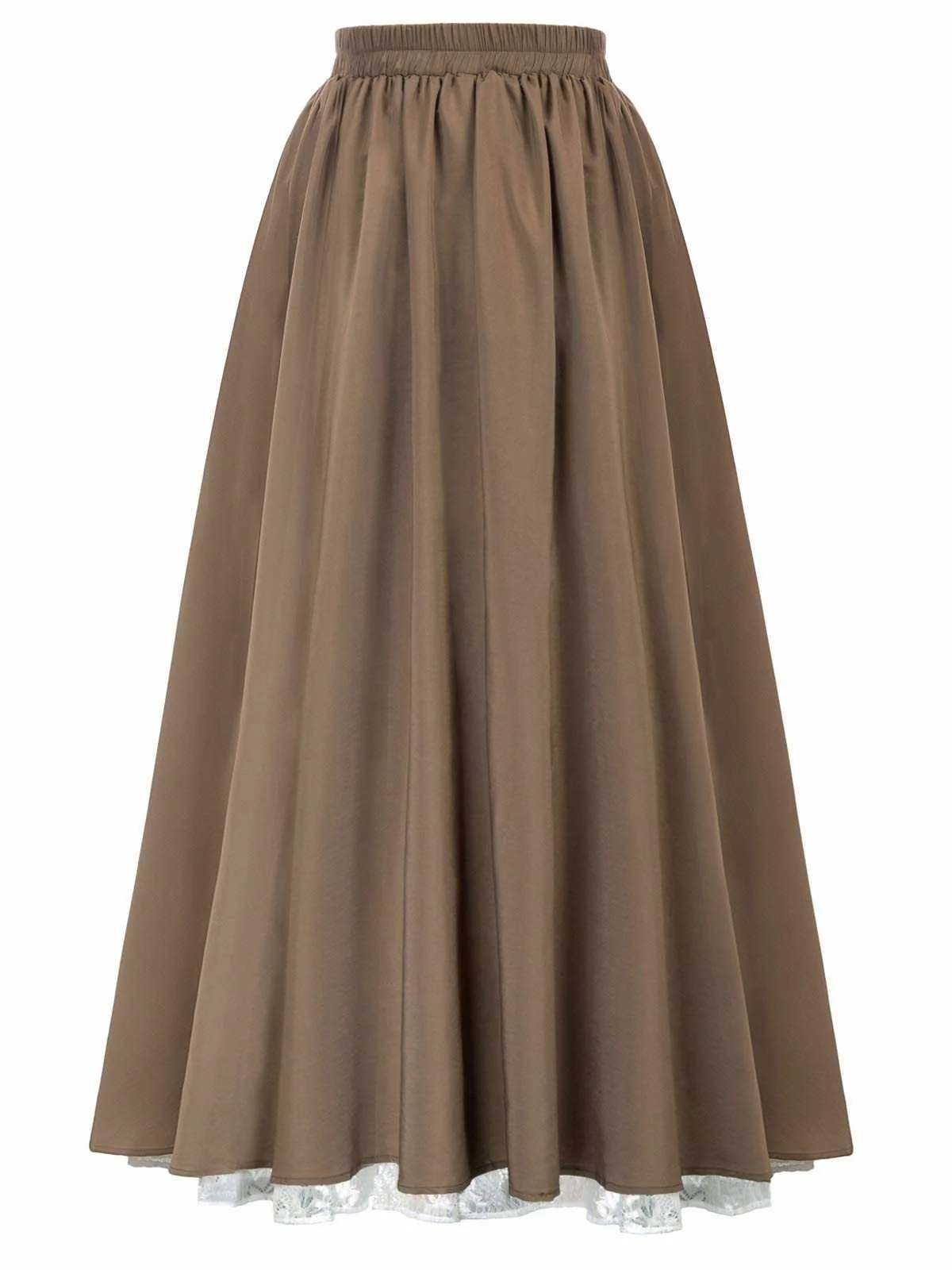 1960s Victorian-Style Ruched Lace Maxi Skirt - Image 2