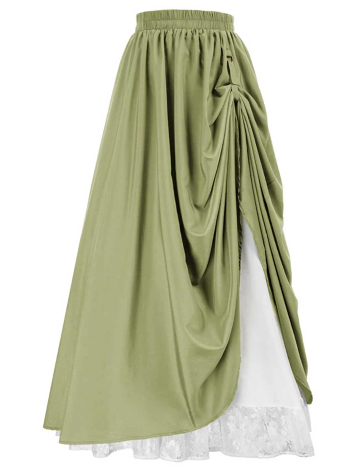 1960s Victorian-Style Ruched Lace Maxi Skirt - Image 3
