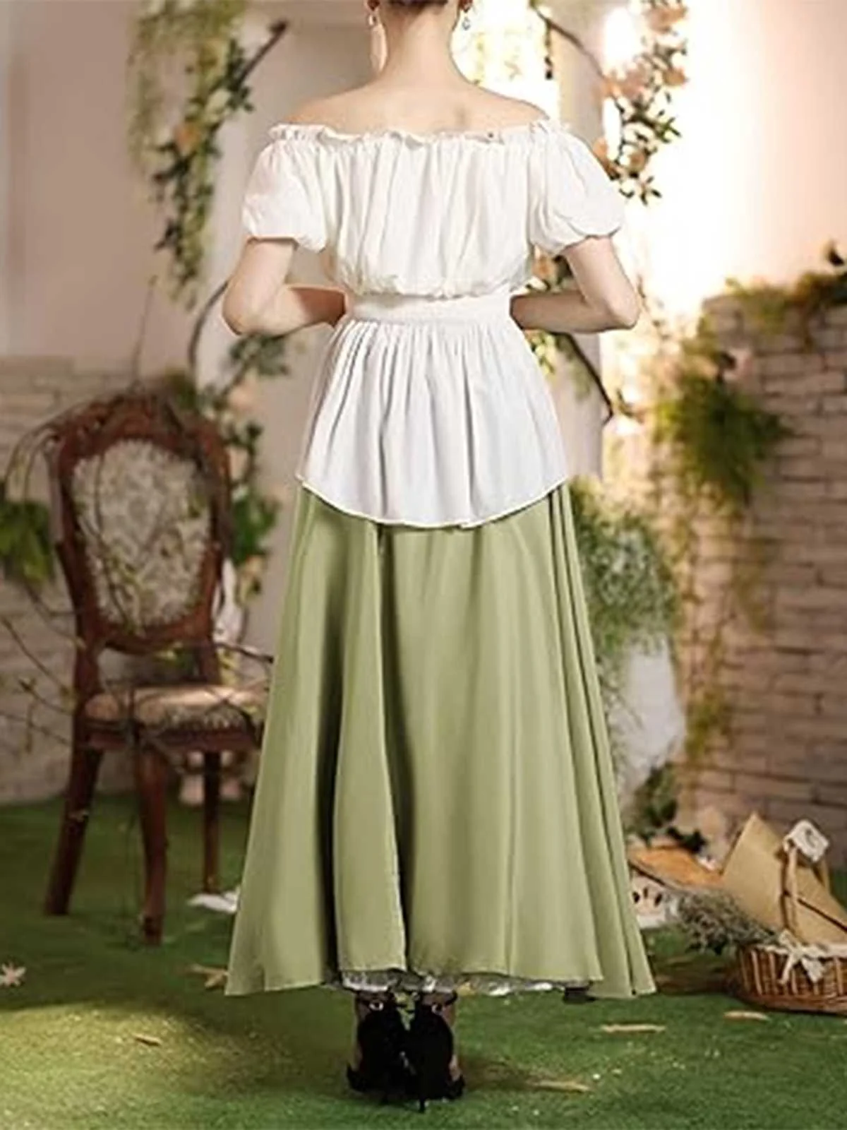 1960s Victorian-Style Ruched Lace Maxi Skirt - Image 6