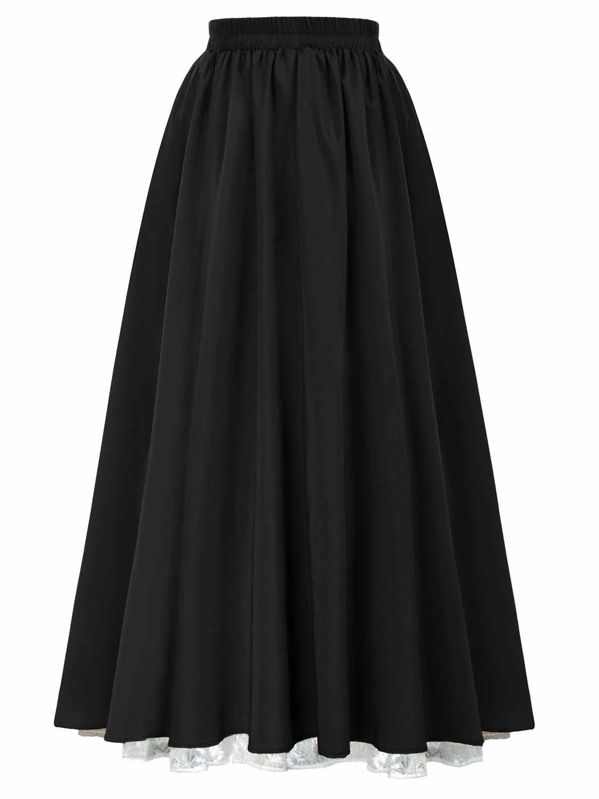 1960s Victorian-Style Ruched Lace Maxi Skirt - Image 8