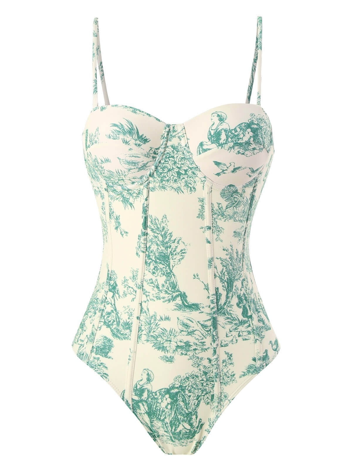 1960s Vintage Ink Floral Swimsuit & Cover-Up - Image 2