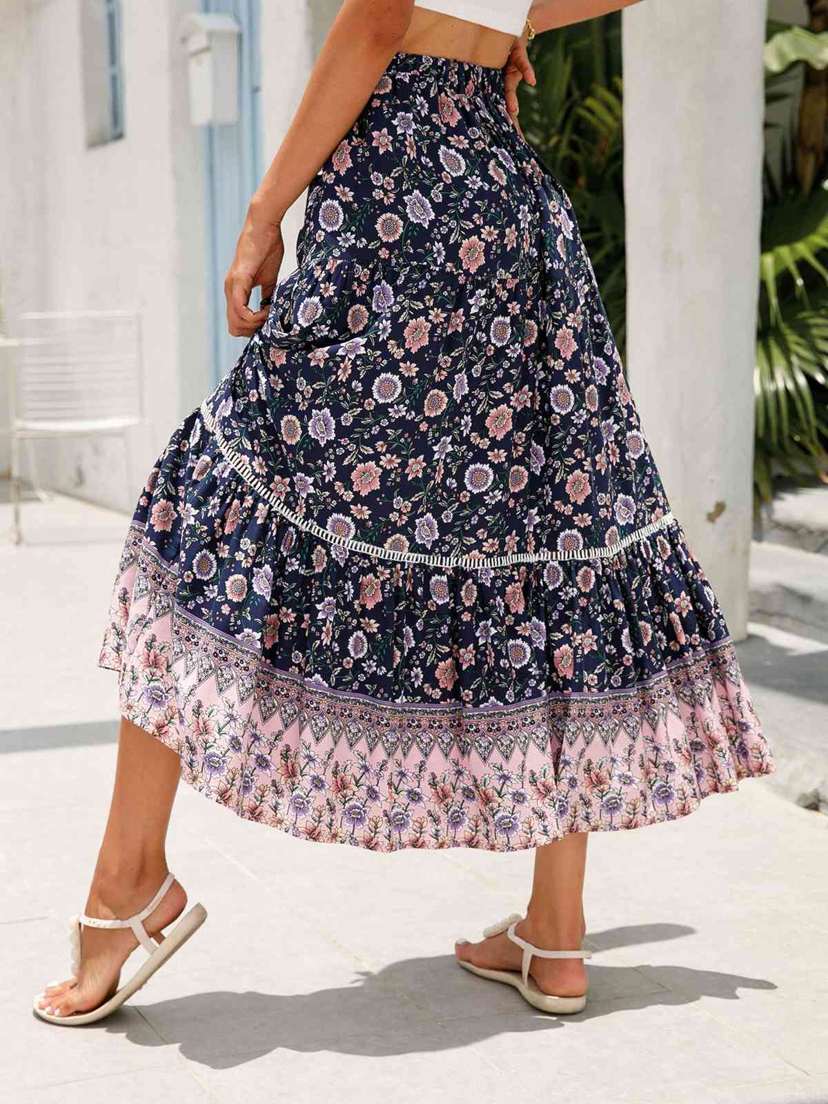 1960s Viscose Bohemian Ditsy Floral Skirt - Image 6