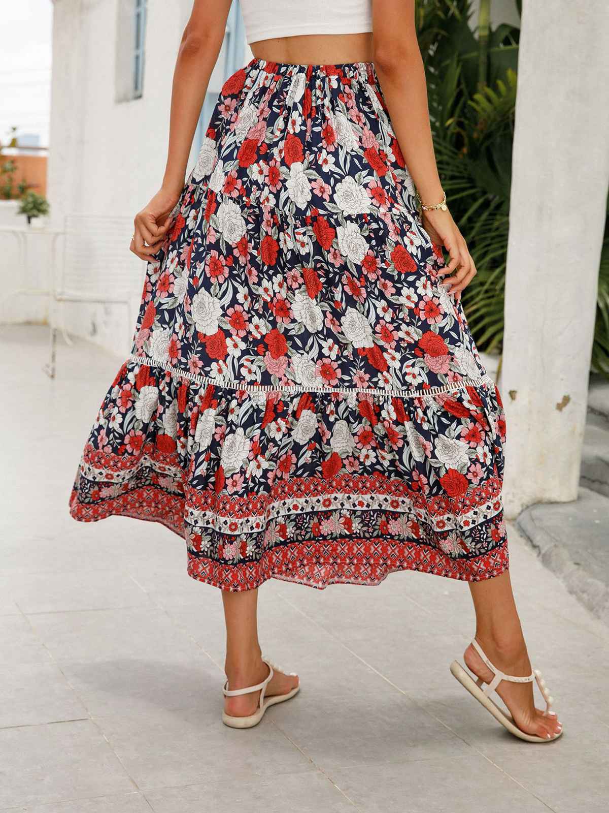 1960s Viscose Bohemian Ditsy Floral Skirt - Image 9