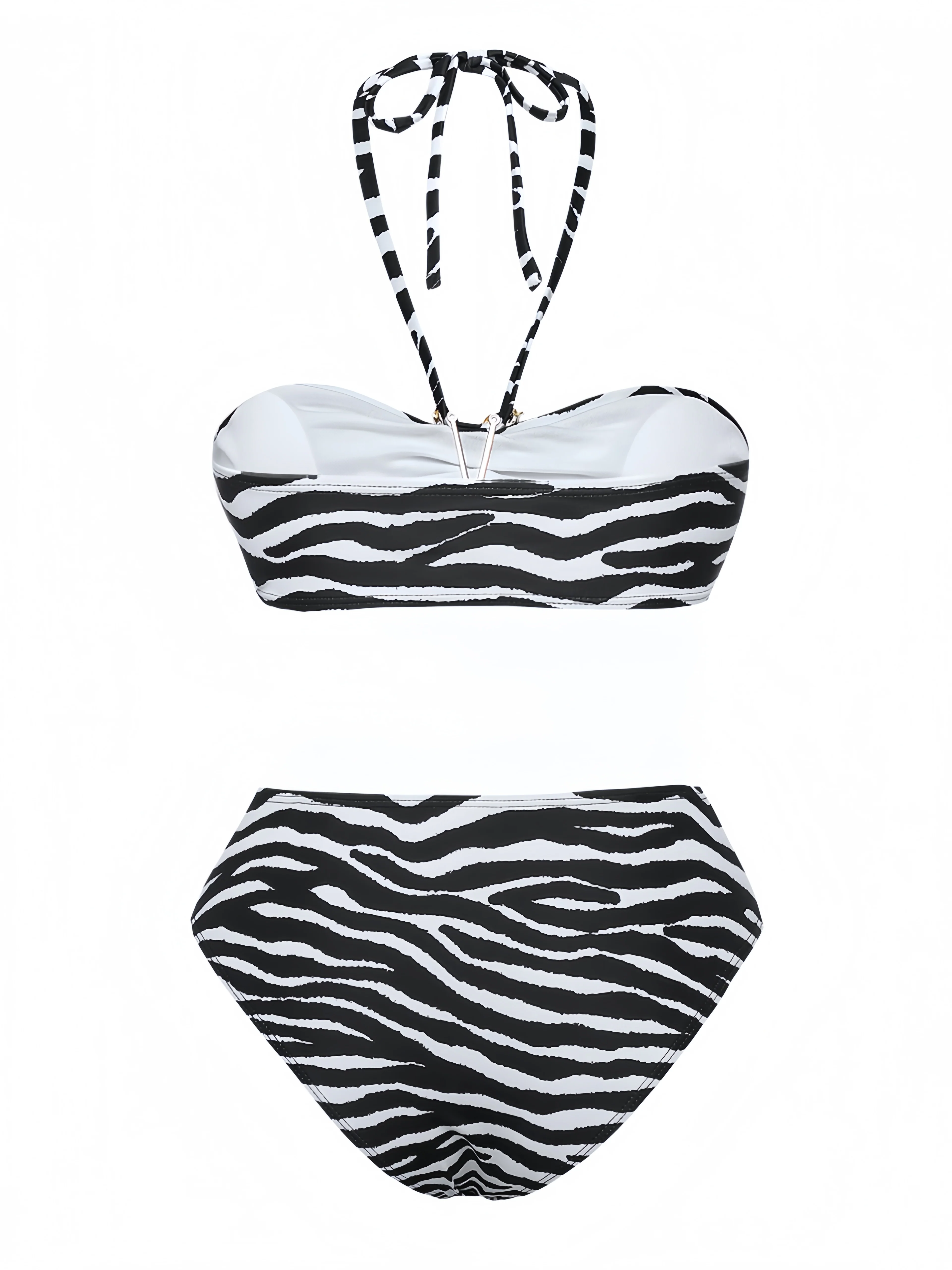 1960s Zebra Print Sea Star Accents Bandeau Bikini Set - Image 3