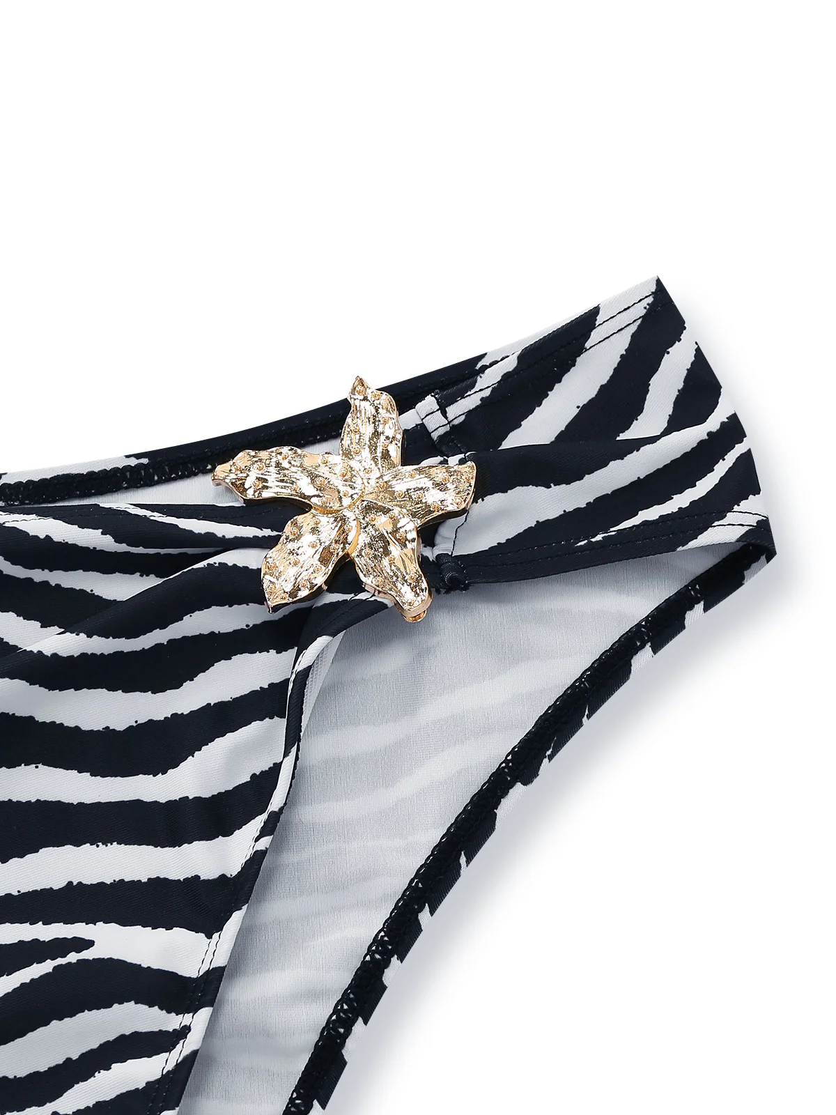 1960s Zebra Print Sea Star Accents Bandeau Bikini Set - Image 6