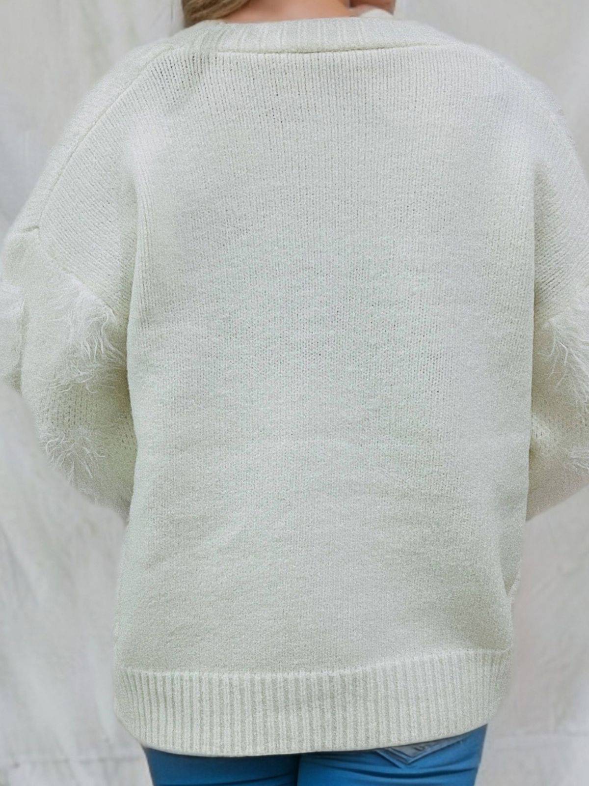 1970s 3D Christmas Print Fluffy Knit Button Cardigan - Image 12