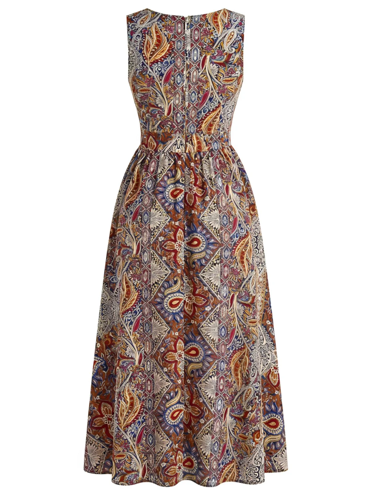 1970s Bohemian Paisley V-Neck Sleeveless High-Low Romper - Image 3