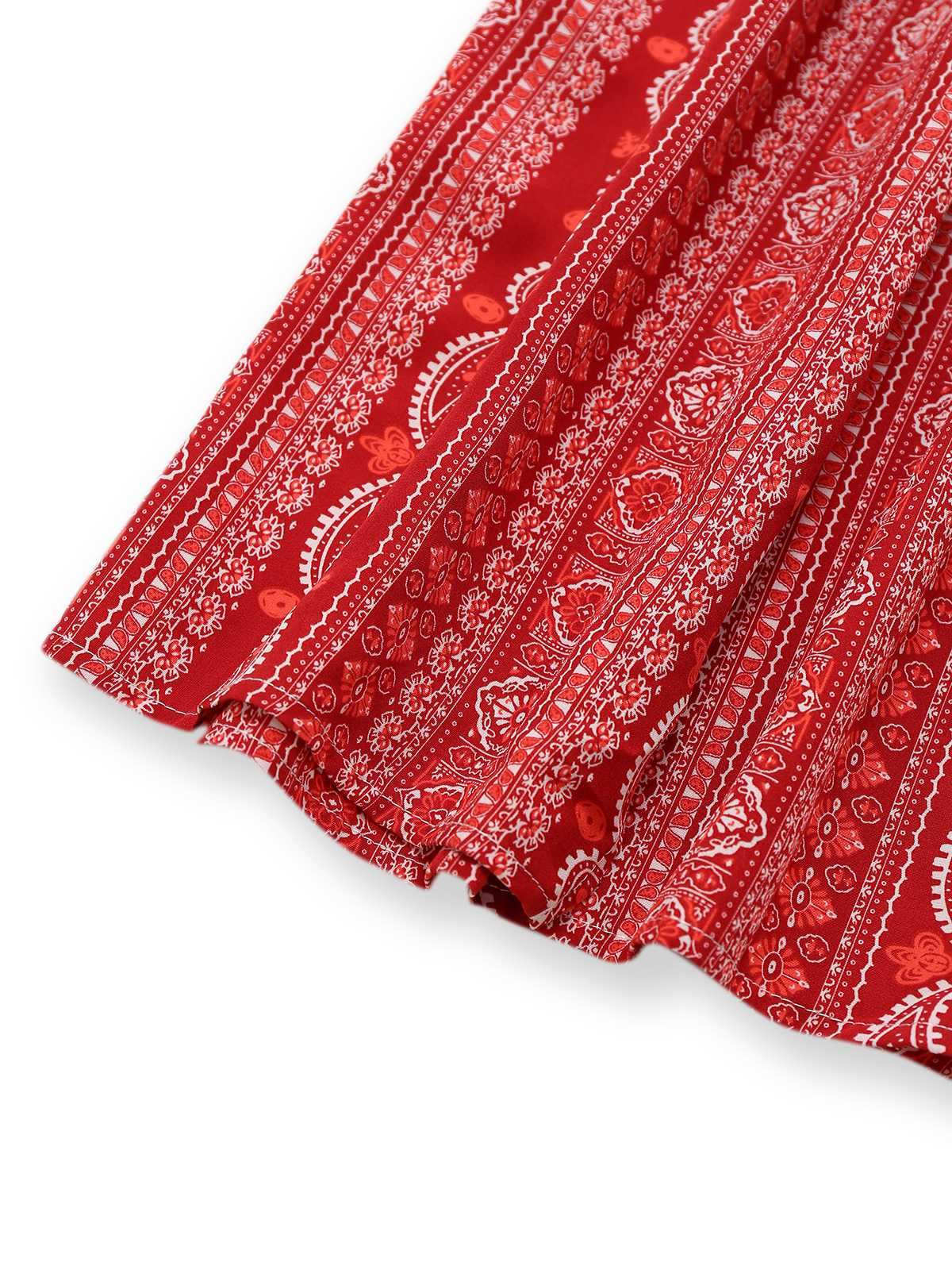 1970s Bohemian Strapless Slit Smocked Jumpsuit - Image 8