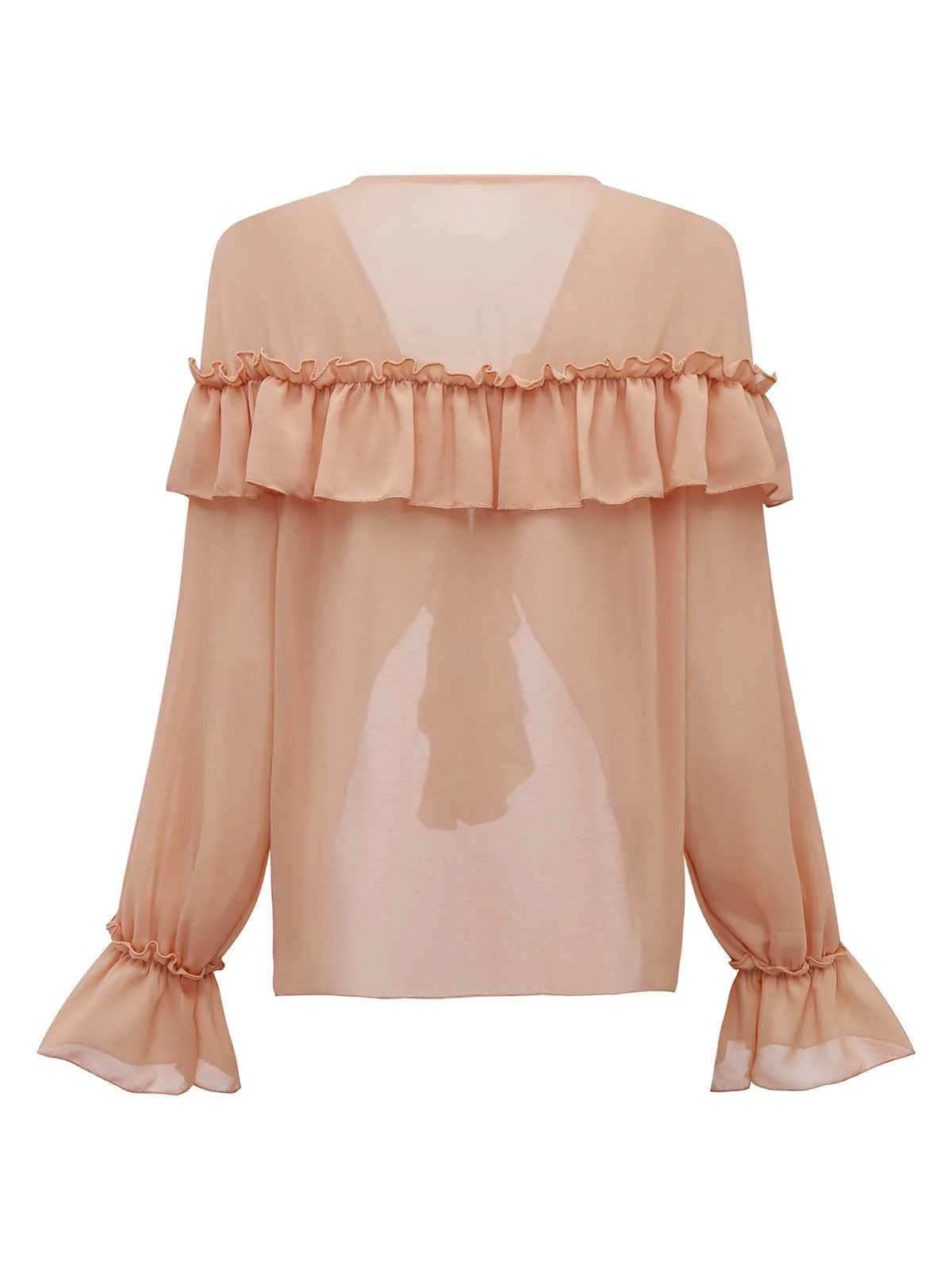 1970s Boho Cascading Ruffles Solid Blouse - Image 2