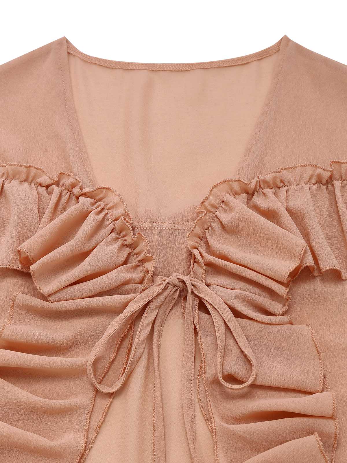 1970s Boho Cascading Ruffles Solid Blouse - Image 3