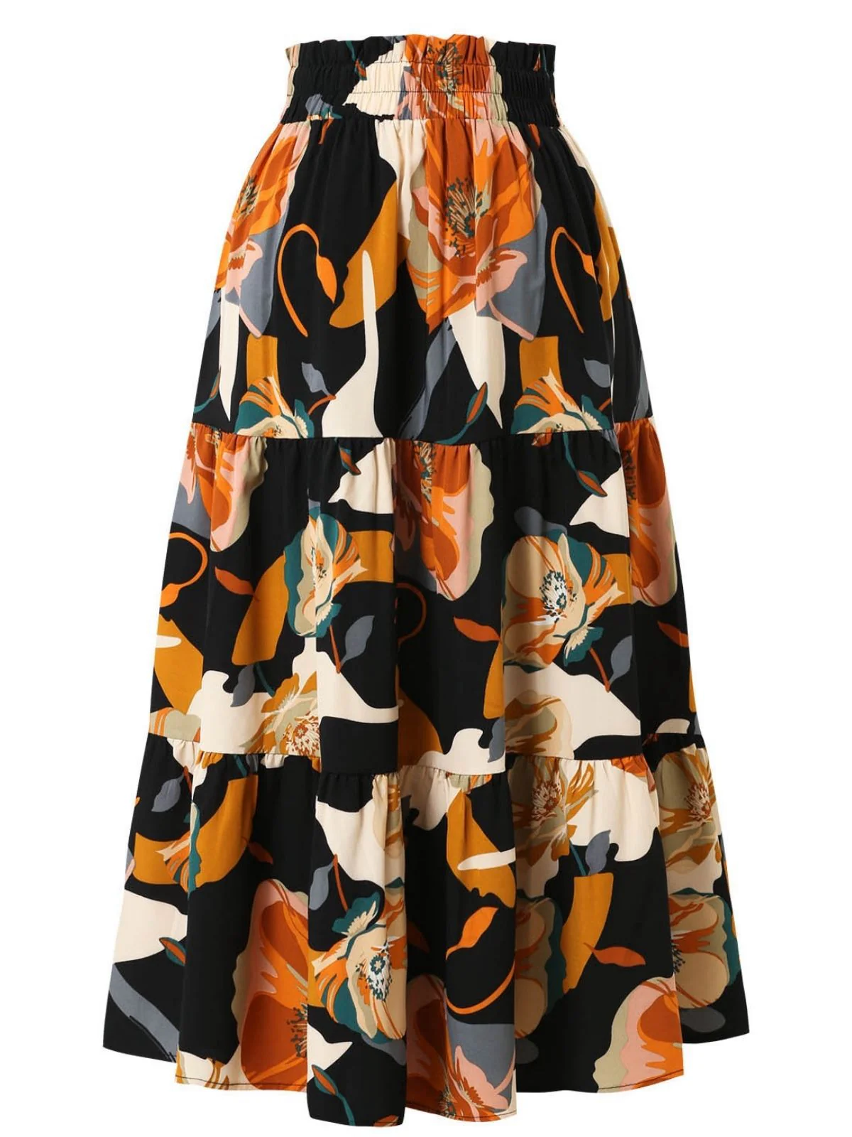 1970s Boho Floral Bow Tiered Skirt - Image 2