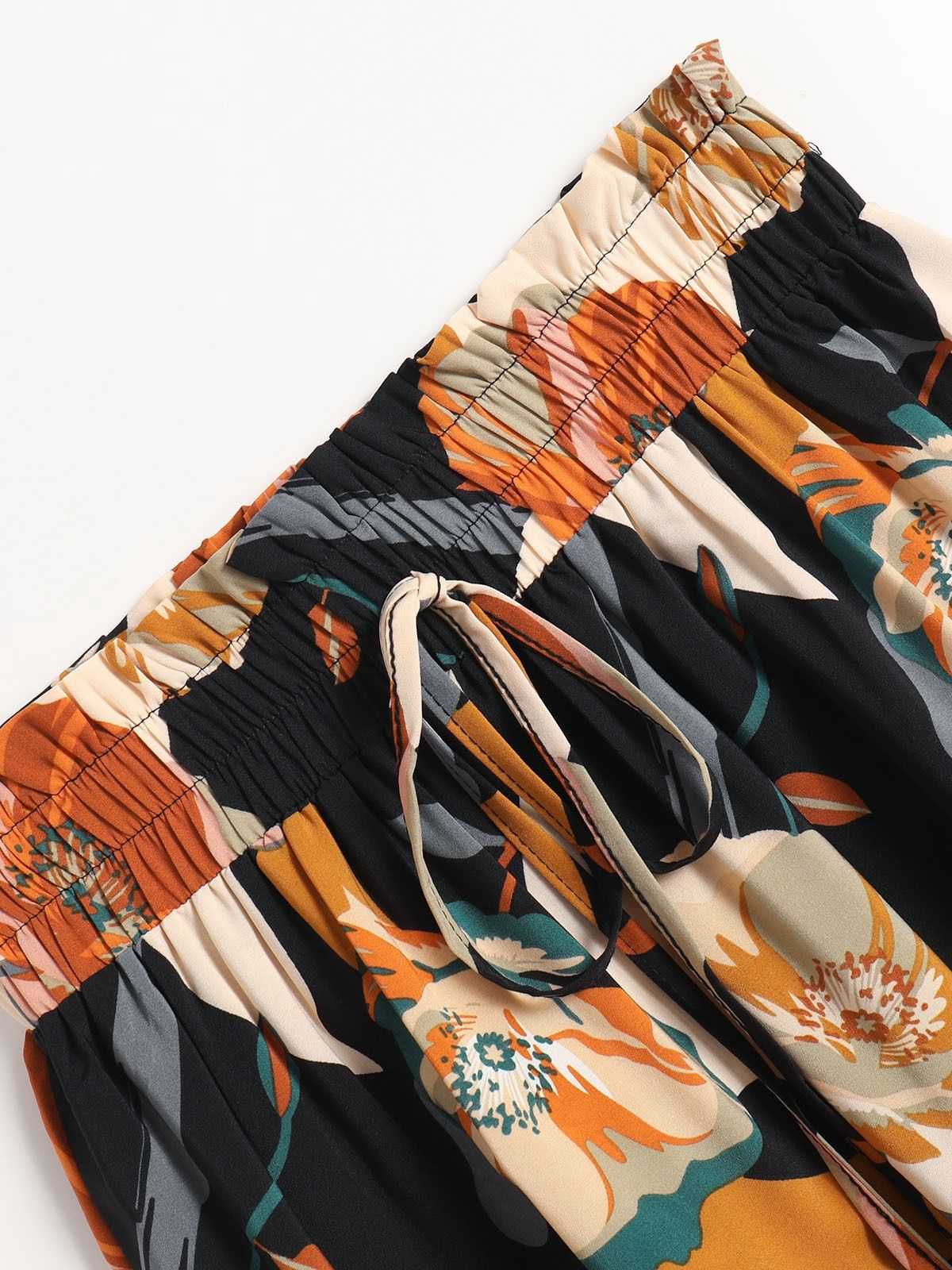 1970s Boho Floral Bow Tiered Skirt - Image 3
