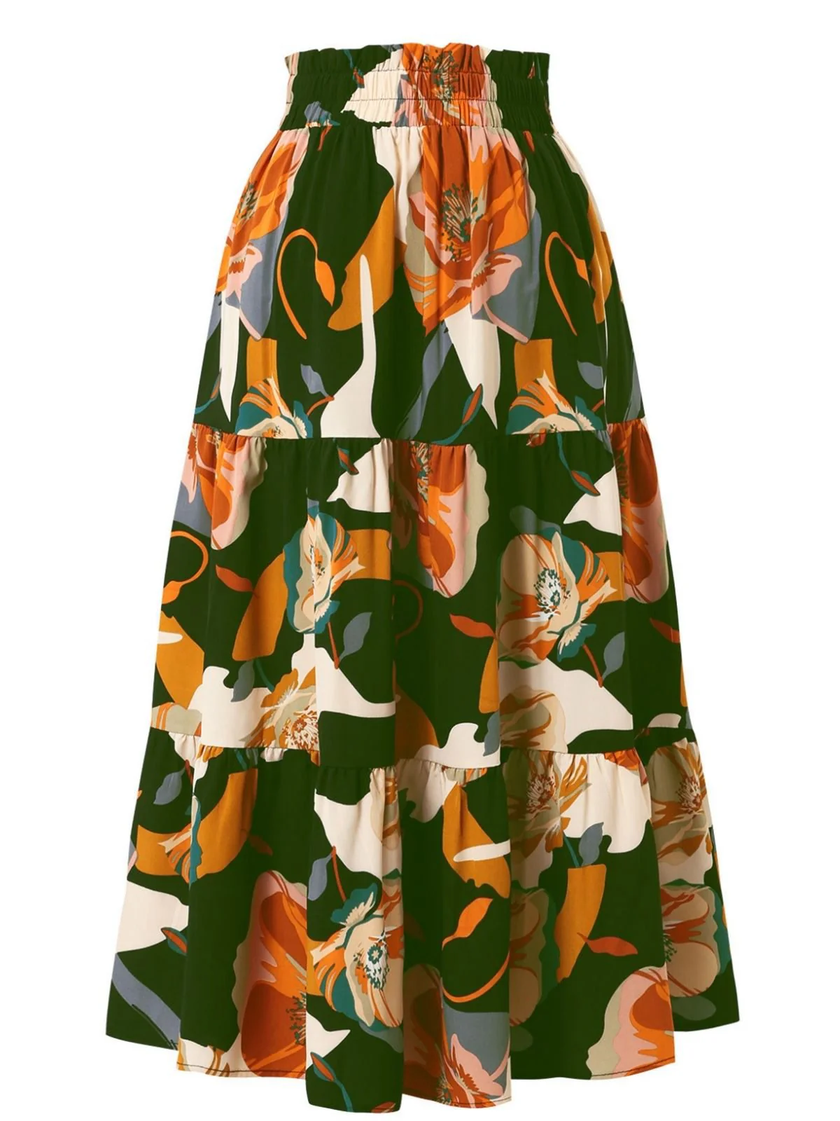 1970s Boho Floral Bow Tiered Skirt - Image 5