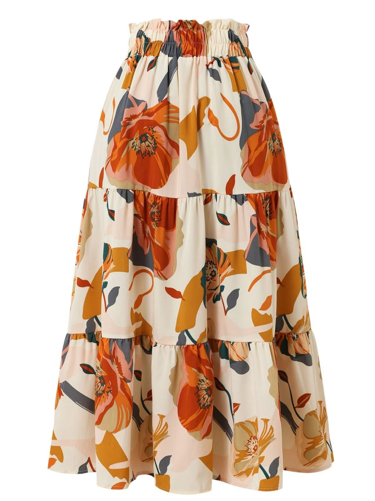 1970s Boho Floral Bow Tiered Skirt - Image 9