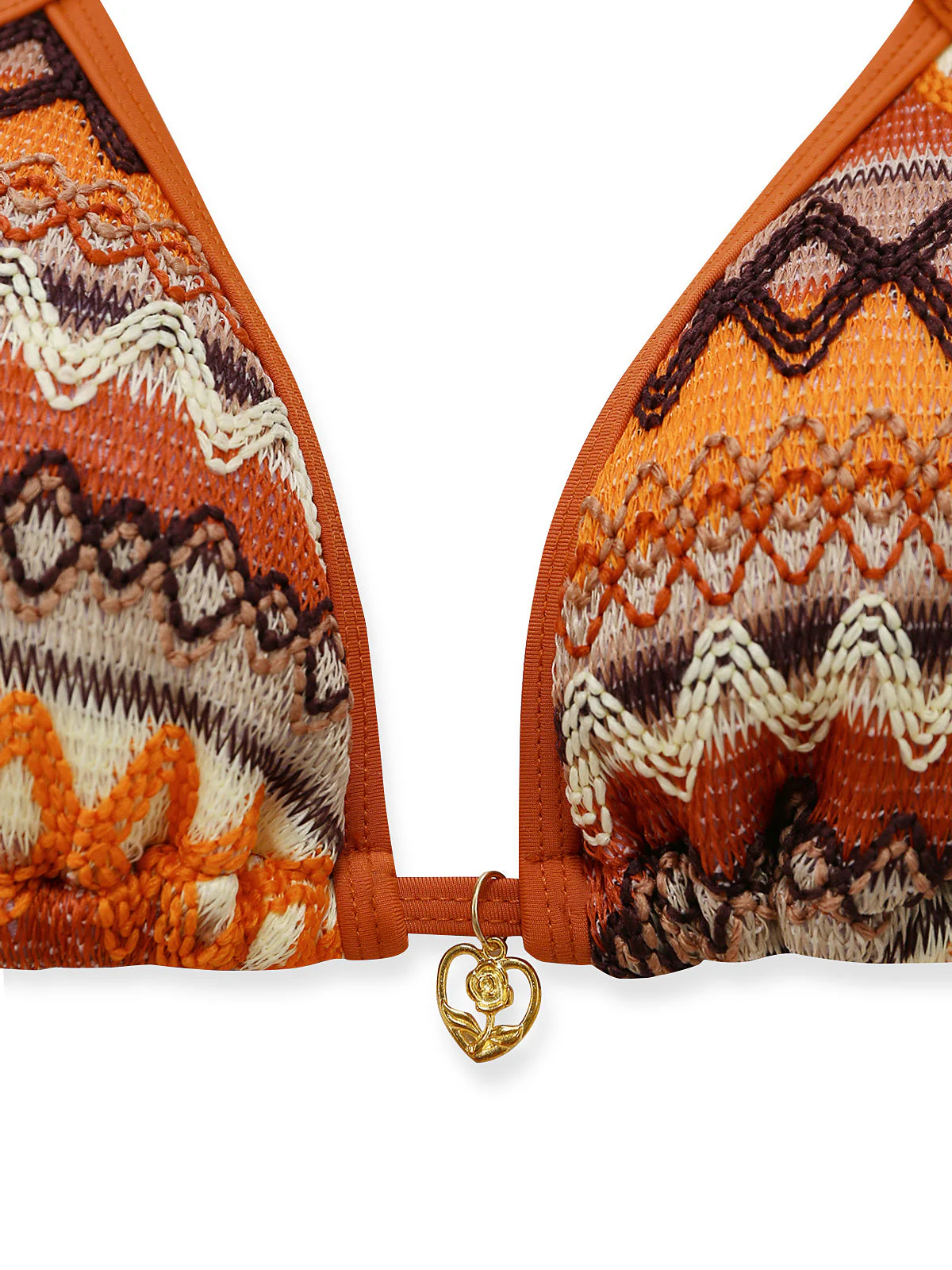 1970s Boho Geometric Knit Halter Bikini Set - Image 5