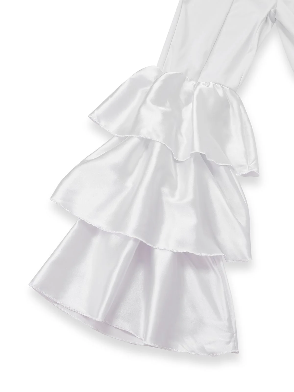 1970s Boho Strapless Solid Pleated Ruffle Jumpsuit - Image 4