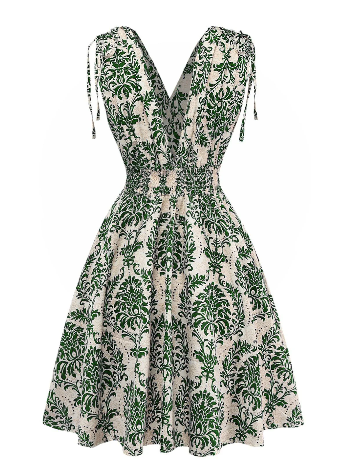 1970s Boho Style Lace-Up V-Neck Dress - Image 2
